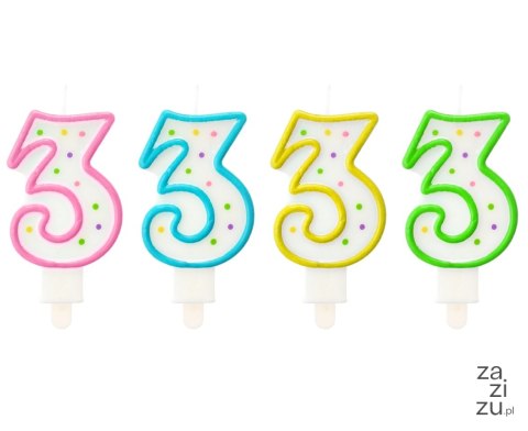 Świeczka cyfra ''3'' KROPKI PF-SCK3 Świeczka cyfra ''3'' KROPKI PF-SCK3