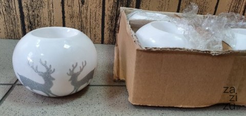 Świecznik ceramiczny 4szt. KULA RENIFER 10x9cm | RC1838-31 Świecznik ceramiczny 4szt. KULA RENIFER 10x9cm | RC1838-31