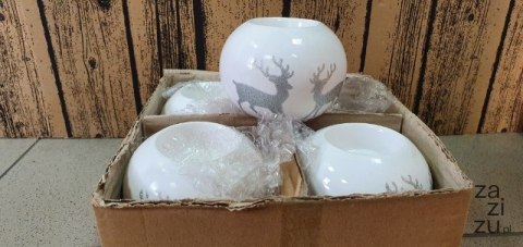 Świecznik ceramiczny 4szt. KULA RENIFER 10x9cm | RC1838-31 Świecznik ceramiczny 4szt. KULA RENIFER 10x9cm | RC1838-31