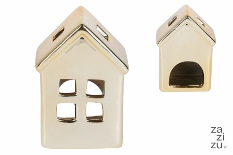 Świecznik ceramiczny domek 7,8x5,6x11cm złoty 6szt. | FD99-133 Świecznik ceramiczny domek 7,8x5,6x11cm złoty 6szt. | FD99-133