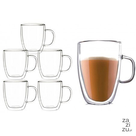 Szklanki termiczne podwójne szkło 350ML DO KAWY LATTE LONG ZESTAW 6SZT SZK09 Szklanki termiczne podwójne szkło 350ML DO KAWY LATTE LONG ZESTAW 6SZT SZK09