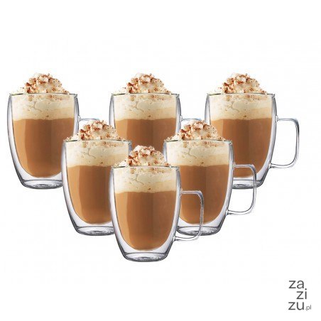 Szklanki termiczne podwójne szkło 350ML DO KAWY LATTE LONG ZESTAW 6SZT SZK09 Szklanki termiczne podwójne szkło 350ML DO KAWY LATTE LONG ZESTAW 6SZT SZK09