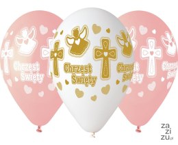 Balony CHRZEST dziewczynki 33cm 5szt. | GS120/617BR