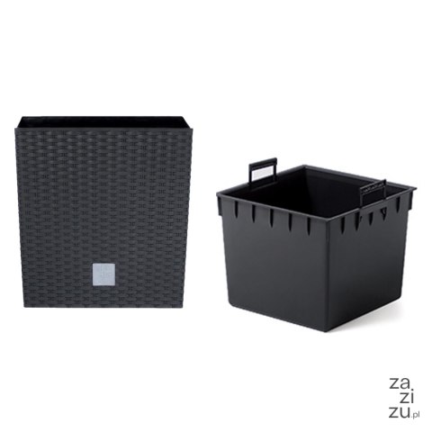 Donica RATO LOW 40x40x41cm Antracyt rattan+wkład Donica RATO LOW 40x40x41cm Antracyt rattan+wkład