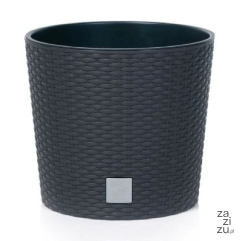 Donica z wkładem rattan RATO Round 25xh22cm ANTRACYT Donica z wkładem rattan RATO Round 25xh22cm ANTRACYT
