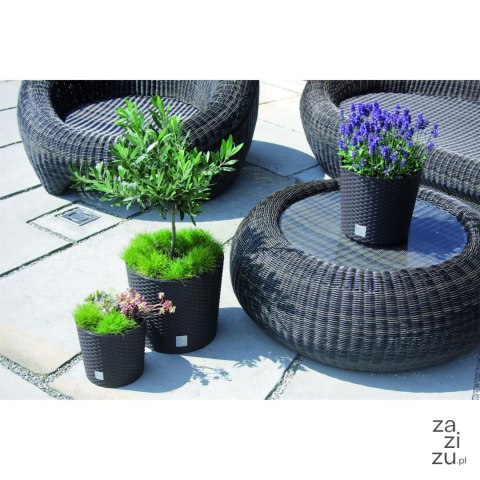 Donica z wkładem rattan RATO Round 25xh22cm BIAŁA Donica z wkładem rattan RATO Round 25xh22cm BIAŁA
