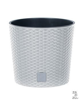 Donica z wkładem rattan RATO Round 30xh27cm biała Donica z wkładem rattan RATO Round 30xh27cm biała