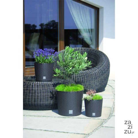 Donica z wkładem rattan RATO Round 30xh27cm biała Donica z wkładem rattan RATO Round 30xh27cm biała