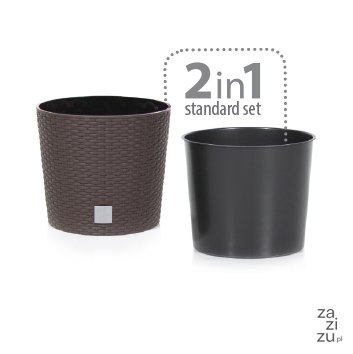 Donica z wkładem rattan RATO Round 30xh27cm biała Donica z wkładem rattan RATO Round 30xh27cm biała