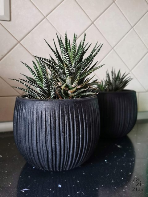 Doniczka kula Beton Bowl z wkładem czarna 24cm | DKB240 Doniczka kula Beton Bowl z wkładem czarna 24cm | DKB240