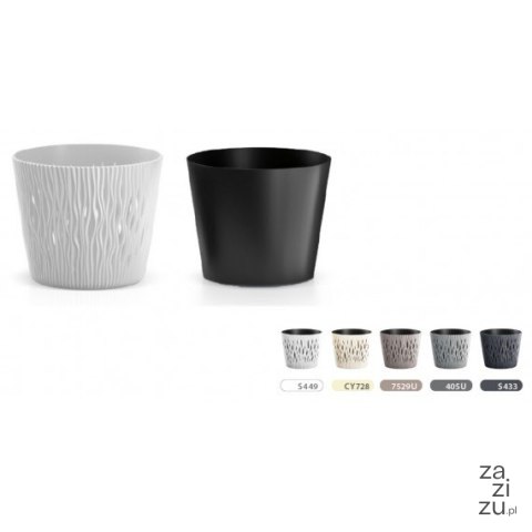 Doniczka okrągła + wkład Sandy Round - 16xh14cm - BIAŁA Doniczka okrągła + wkład Sandy Round - 16xh14cm - BIAŁA