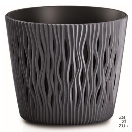 Doniczka okrągła + wkład Sandy Round 19 x h 16,5cm ANTRACYT