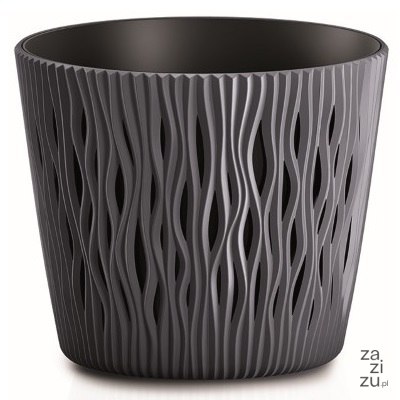 Doniczka z wkładem SANDY ROUND - antracytowy 12,8xh11cm Doniczka z wkładem SANDY ROUND - antracytowy 12,8xh11cm
