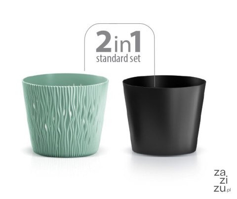 Doniczka z wkładem SANDY ROUND - kremowy 12,8xh11cm Doniczka z wkładem SANDY ROUND - kremowy 12,8xh11cm