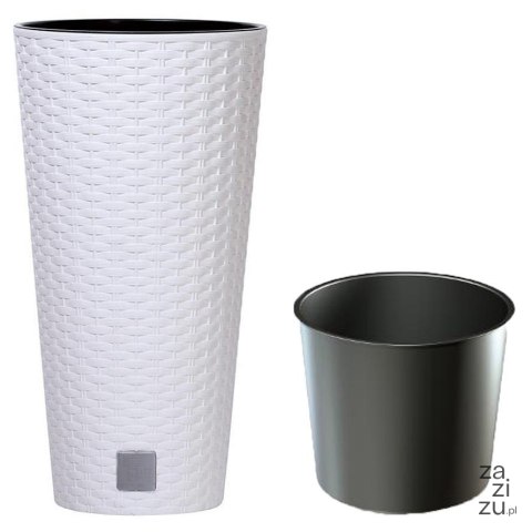 Doniczka z wkładem rattan RATO Tubus 25xh48 cm biała Doniczka z wkładem rattan RATO Tubus 25xh48 cm biała