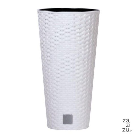 Doniczka z wkładem rattan RATO Tubus 25xh48 cm biała Doniczka z wkładem rattan RATO Tubus 25xh48 cm biała