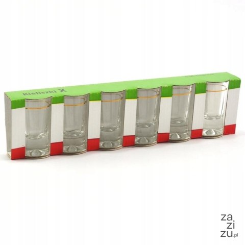 Kieliszki do wódki 25ml 6szt. X złoty pasek Kieliszki do wódki 25ml 6szt. X złoty pasek
