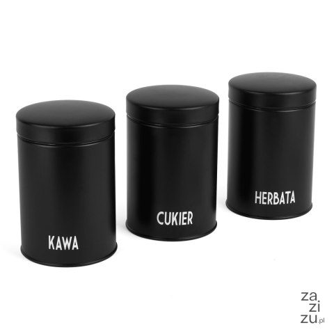 Komplet 3 pojemników Konighoffer Concept Kawa Herbata Cukier czarny Komplet 3 pojemników Konighoffer Concept Kawa Herbata Cukier czarny