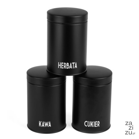 Komplet 3 pojemników Konighoffer Concept Kawa Herbata Cukier czarny Komplet 3 pojemników Konighoffer Concept Kawa Herbata Cukier czarny
