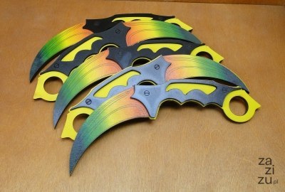 Nóż 5szt drewniany karambit - tęczowy 24 cm. P632 Nóż 5szt drewniany karambit - tęczowy 24 cm. P632