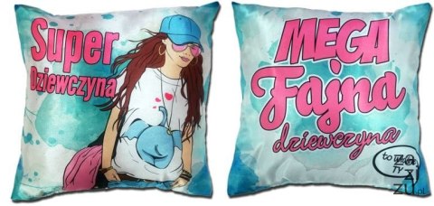 Poduszka dwustronna 35 x 35 cm Mega Fajna Dziewczyna S46 Poduszka dwustronna 35 x 35 cm Mega Fajna Dziewczyna S46