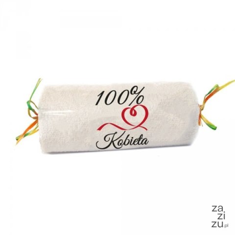 Ręcznik ecru cukierek z haftem "100% Kobieta" Ręcznik ecru cukierek z haftem "100% Kobieta"