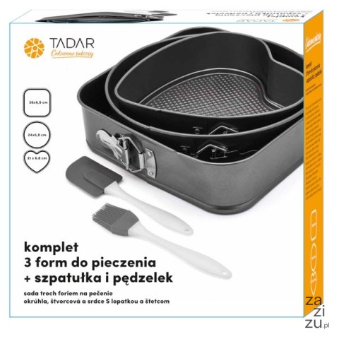 Zestaw do pieczenia Tadar z 3 formami pędzelkiem i szpatułką Zestaw do pieczenia Tadar z 3 formami pędzelkiem i szpatułką