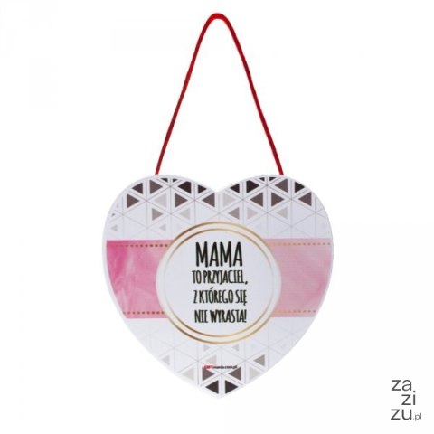 Drewniana tabliczka serce wzbogacona lakierem UV z napisem "Mama to przyjaciel..." Drewniana tabliczka serce wzbogacona lakierem UV z napisem "Mama to przyjaciel..."