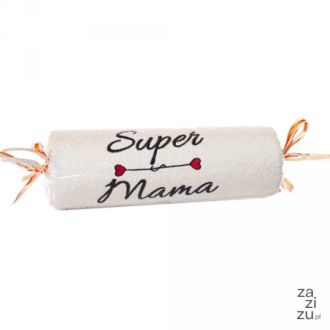 Ręcznik ecru cukierek z haftem "Super Mama" Ręcznik ecru cukierek z haftem "Super Mama"