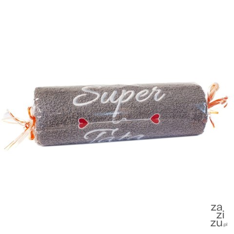 Ręcznik szary cukierek z haftem "Super Tata" Ręcznik szary cukierek z haftem "Super Tata"