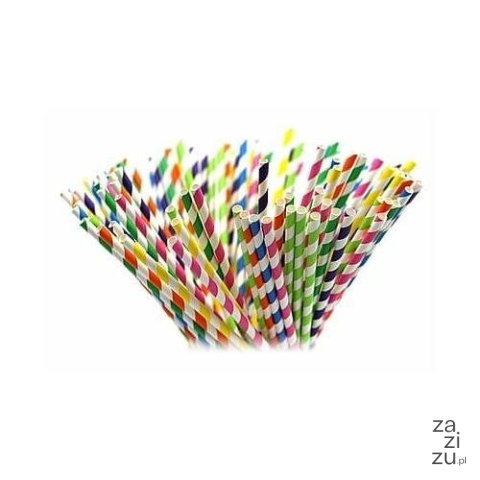 Słomki papierowe paski kolorowe 205 x 6 mm 100 szt. 80-45 Słomki papierowe paski kolorowe 205 x 6 mm 100 szt. 80-45