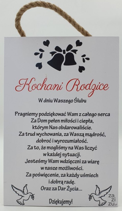 Tabliczka/obraz do zawieszenia 20 x 30 Kochani Rodzice Tabliczka/obraz do zawieszenia 20 x 30 Kochani Rodzice