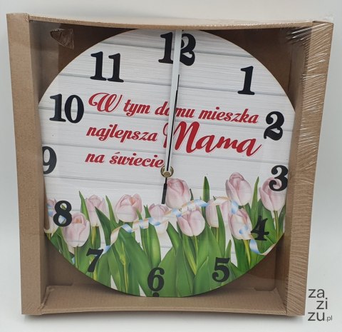 Zegar ścienny 30cm W TYM DOMU MIESZKA NAJLEPSZA MAMA NA ŚWIECIE Zegar ścienny 30cm W TYM DOMU MIESZKA NAJLEPSZA MAMA NA ŚWIECIE
