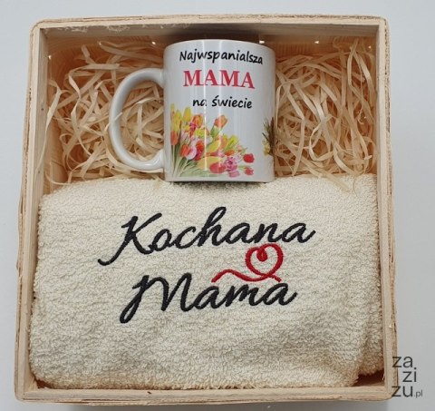Zest.prezentowy ręcznik+kubek w koszyku MAMA Zest.prezentowy ręcznik+kubek w koszyku MAMA