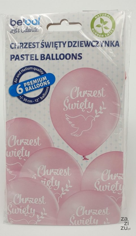 Balony 30cm Chrzest Św. różowe 6szt. Balony 30cm Chrzest Św. różowe 6szt.