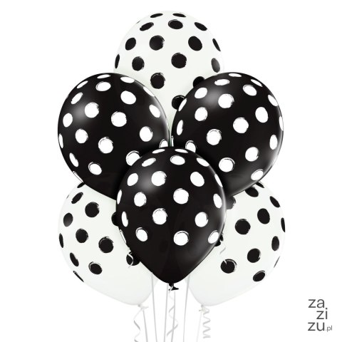 Balony KROPKI biało-czarne 6szt. | BN06-586 Balony KROPKI biało-czarne 6szt. | BN06-586