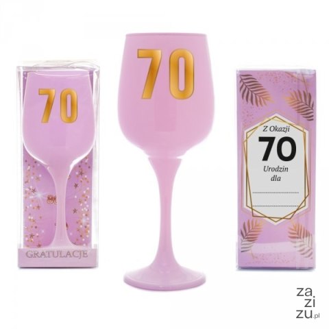 Kieliszek urodzinowy do wina różowy w ozdobnym opakowaniu - Z Okazji 70 Urodzin dla... Kieliszek urodzinowy do wina różowy w ozdobnym opakowaniu - Z Okazji 70 Urodzin dla...