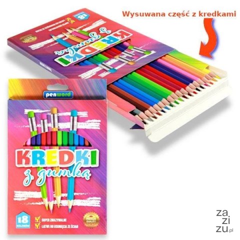 Kredki z gumką 18kol. PENWORD Kredki z gumką 18kol. PENWORD