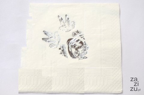 Serwetka 33x33 Ślub kwiatki biały SR 20 szt. SKSR-0001 Serwetka 33x33 Ślub kwiatki biały SR 20 szt. SKSR-0001