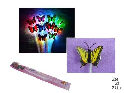 Zabawka 12szt MOTYL świecący w ciemności LED + spinka 35x5 cm NT0919 Zabawka 12szt MOTYL świecący w ciemności LED + spinka 35x5 cm NT0919