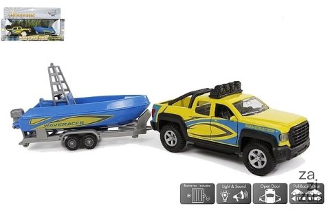 Auto z łodzią 29cm światło dźwięk Auto z łodzią 29cm światło dźwięk