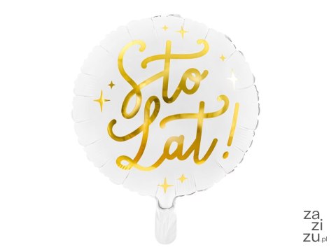 Balon foliowy Sto lat!, 35cm, biały FB59 Balon foliowy Sto lat!, 35cm, biały FB59