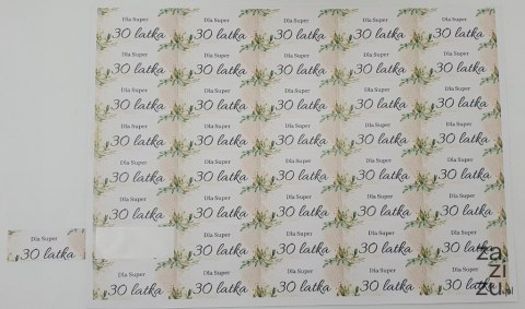 Naklejki 21x50 mm - SUPER 30 latka - 40 szt Naklejki 21x50 mm - SUPER 30 latka - 40 szt