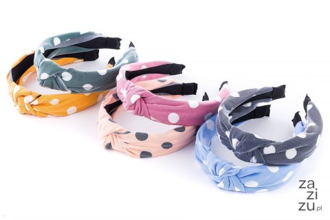 Opaska do włosów 12szt turban kropki B-2067