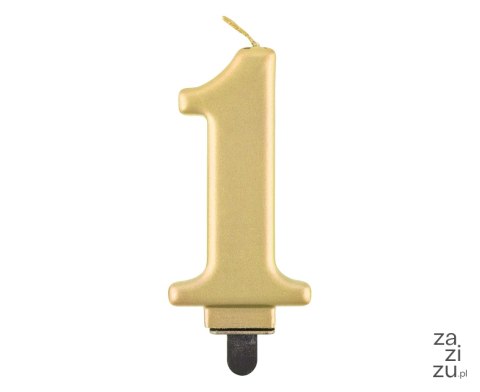 Świeczka cyfra 1 urodziny, metalik złota, 8 cm Świeczka cyfra 1 urodziny, metalik złota, 8 cm