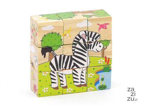 Układanka drewniane klocki puzzle 9el Układanka drewniane klocki puzzle 9el