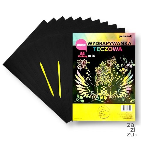 Wydrapywanka tęczowa A4 a'10 multicolor + 2 rylce | WZ-05 Wydrapywanka tęczowa A4 a'10 multicolor + 2 rylce | WZ-05