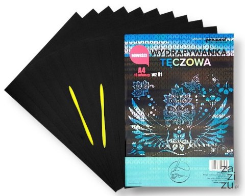 Wydrapywanka tęczowa A4 a'10 multicolor WZ-01 + 2 rylce Wydrapywanka tęczowa A4 a'10 multicolor WZ-01 + 2 rylce