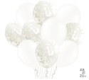 Balony 12 cali białe z konfetti 20szt. | 400904