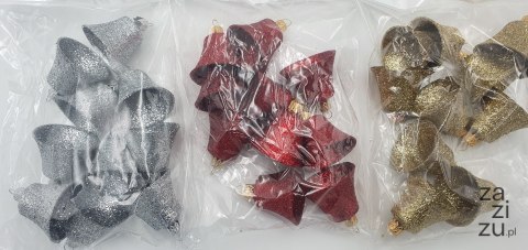 Bombki dzwonki brokat 10szt Bombki dzwonki brokat 10szt